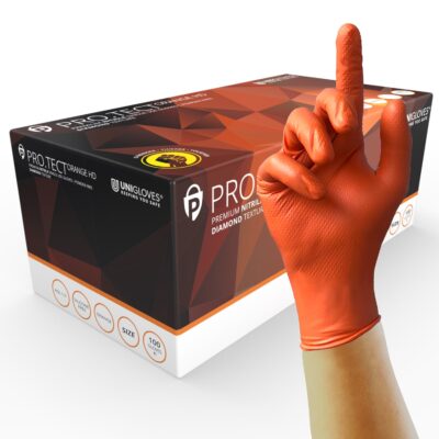 PRO.TECT Orange HD Heavy Duty Orange Nitrile Gloves. Case (10 x 100)