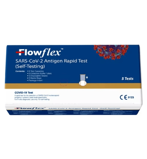 High quality picture of the COVID Self testing Product: Flowflex Antigen Rapid Test Lateral Flow Self-Testing Kit